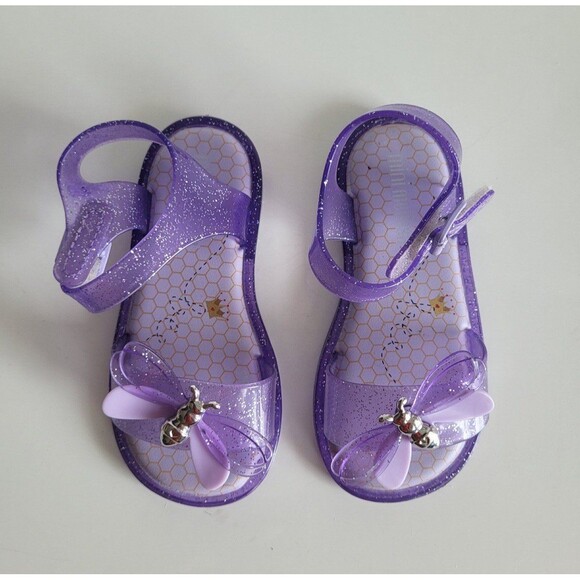 Melissa Mar Girl's Open-toe Butterfly Jelly Glitter Lilac Sandals Size 8 - Picture 3 of 9